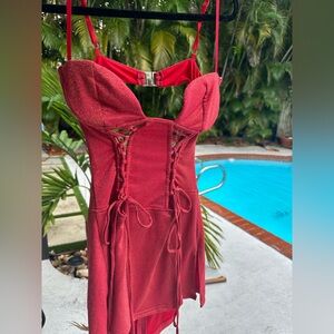 Outcast coral sparkle mini dress